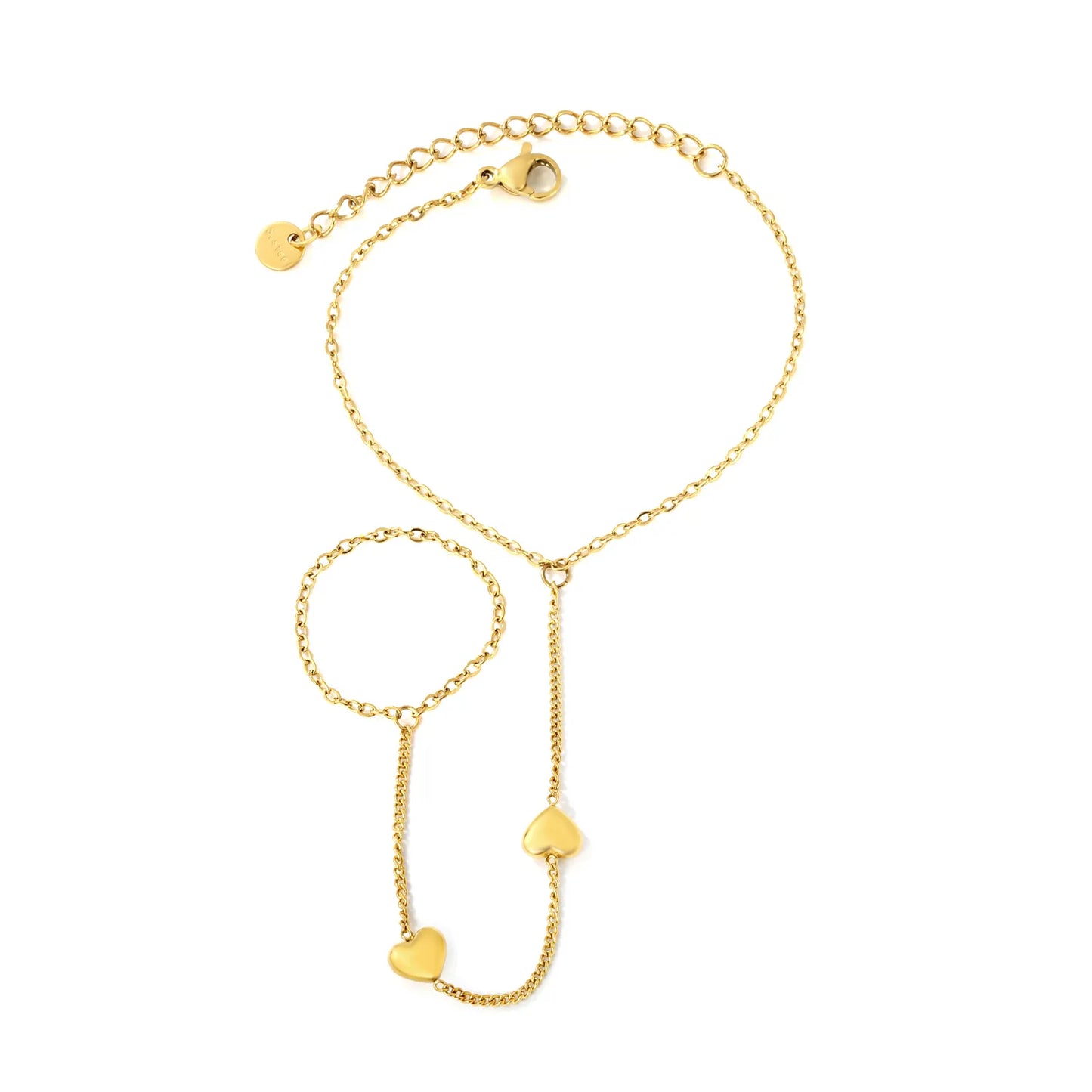 Minimalist Solid Heart Hand Chain | 18K Gold Plated Stainless Steel | Bulk Order MOQ 12