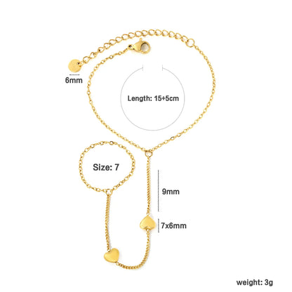 Minimalist Solid Heart Hand Chain | 18K Gold Plated Stainless Steel | Bulk Order MOQ 12