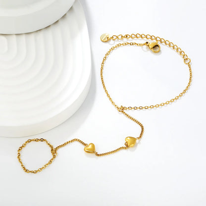 Minimalist Solid Heart Hand Chain | 18K Gold Plated Stainless Steel | Bulk Order MOQ 12
