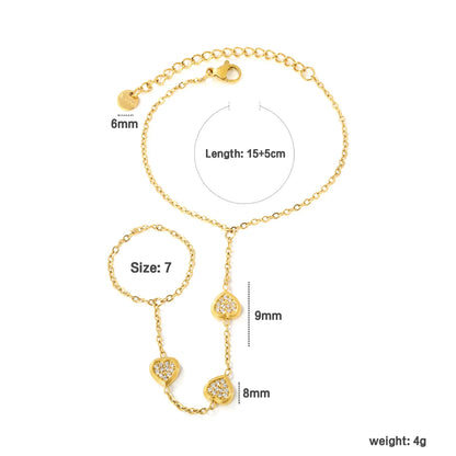 Wholesale 18K Gold Plated Heart Crystal Hand Chain | Bulk Order MOQ 12