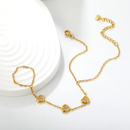 Wholesale 18K Gold Plated Heart Crystal Hand Chain | Bulk Order MOQ 12