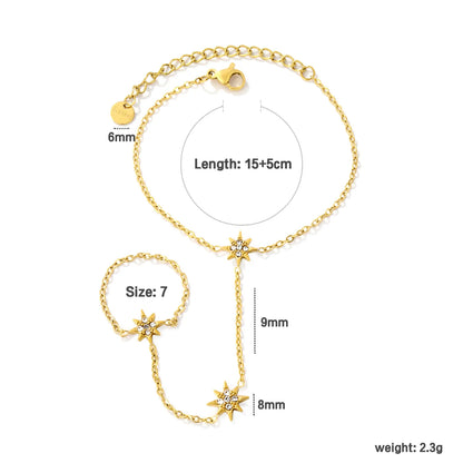 Dainty  North Star Crystal Hand Chain Bracelet | 18K Gold Plated Stainless Steel | MOQ 12