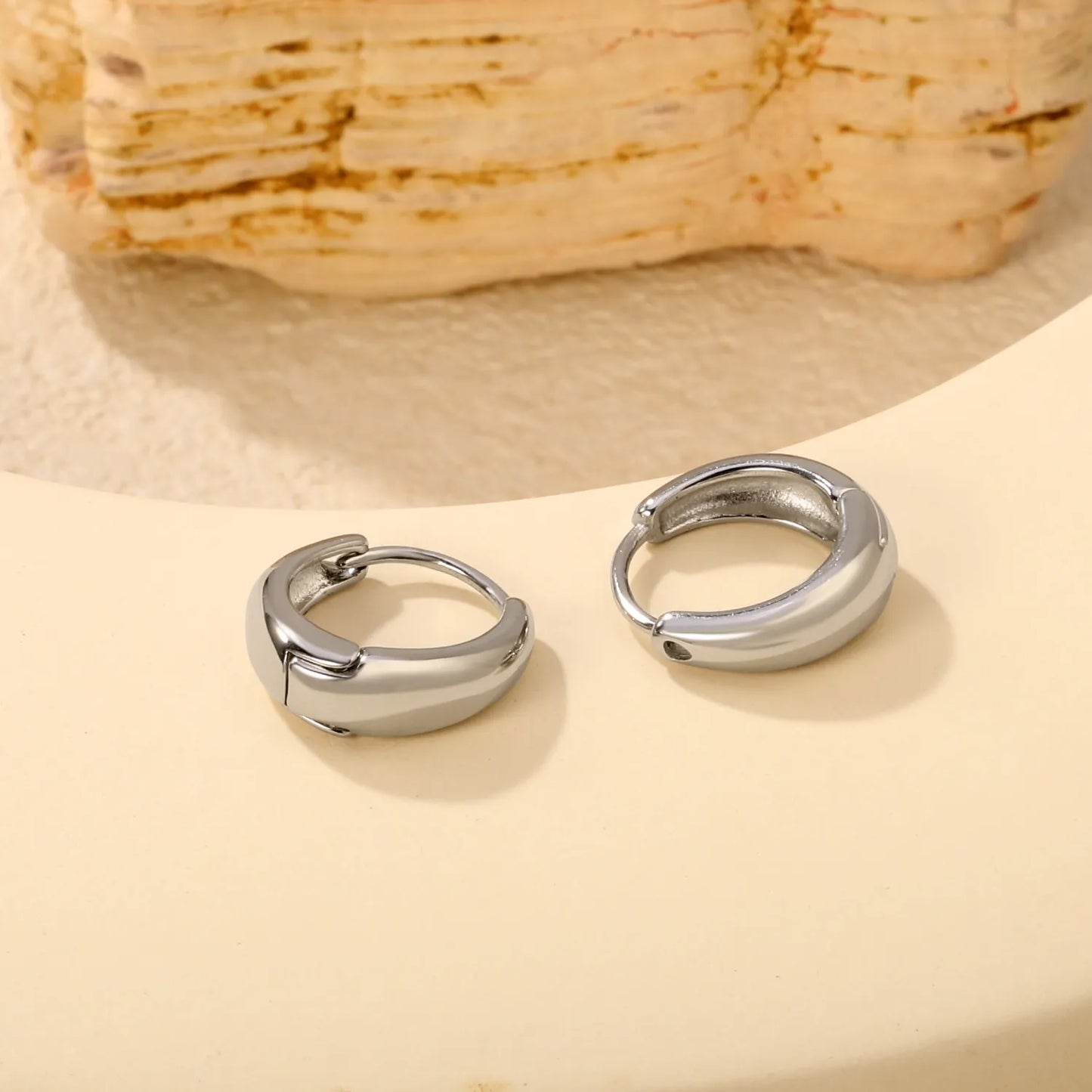 Chunky Mini Huggie Hoop Earrings | Two Color Options | 18K Gold Plated Jewelry for Wholesale