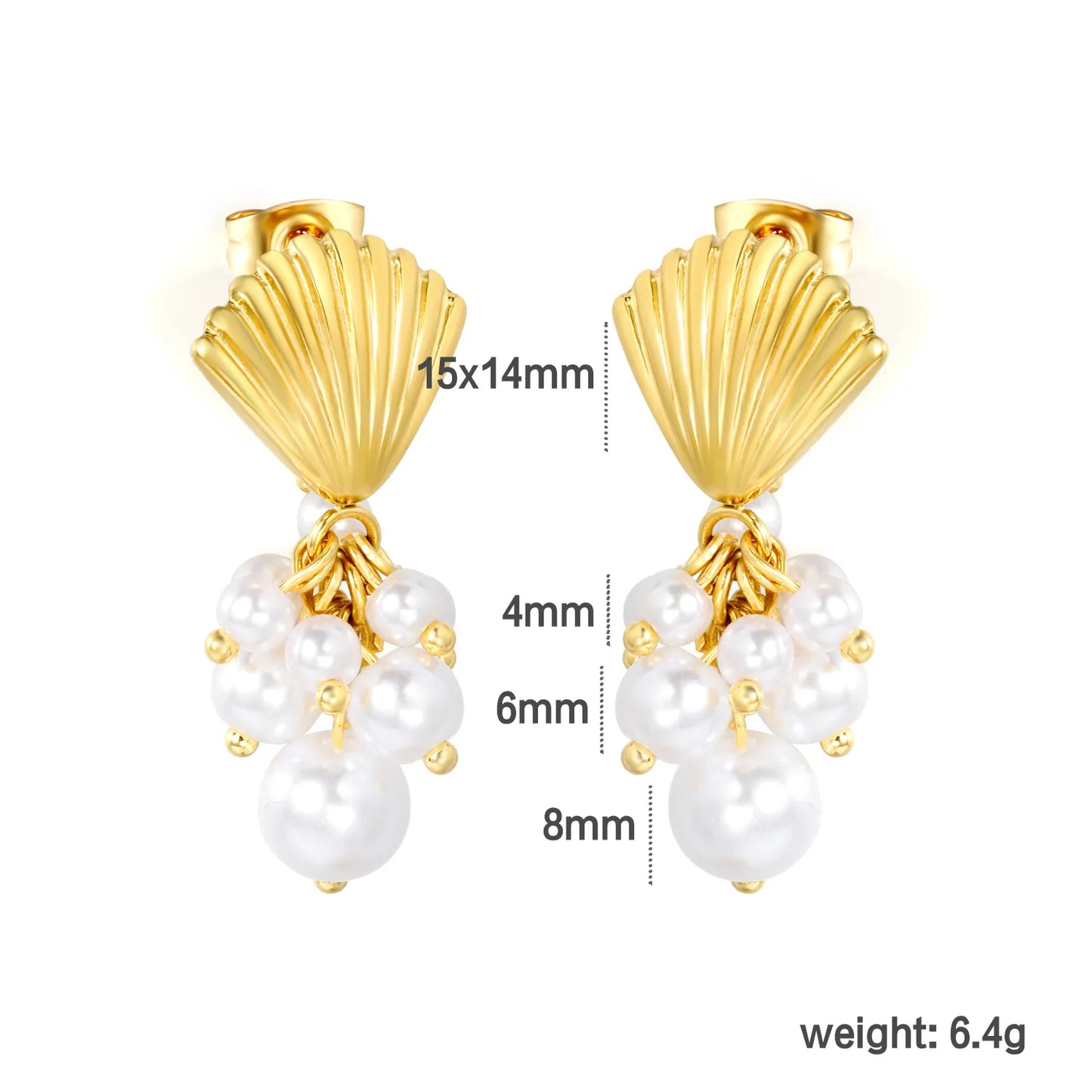 Scallop Shell Pearl Cluster Drop Earrings | Coastal Bridal Jewelry for Wholesale