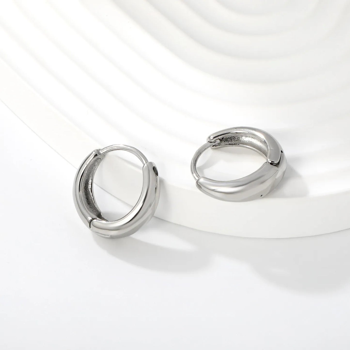 Chunky Mini Huggie Hoop Earrings | Two Color Options | 18K Gold Plated Jewelry for Wholesale