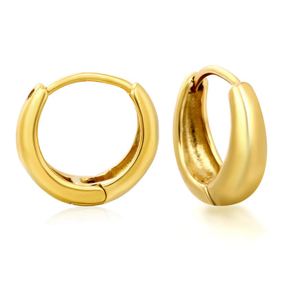Chunky Mini Huggie Hoop Earrings | Two Color Options | 18K Gold Plated Jewelry for Wholesale