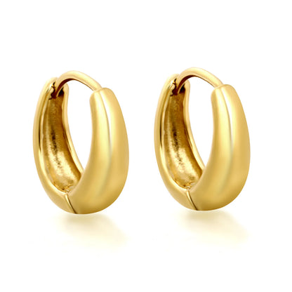 Chunky Mini Huggie Hoop Earrings | Two Color Options | 18K Gold Plated Jewelry for Wholesale