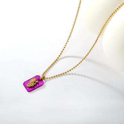 18K Gold Plated Strawberry/Pineapple/Grape/Watermelon/Palm Acrylic Pendant Necklace | Wholesale Bulk Order | MOQ 12 | 40+5cm Adjustable Jewelry