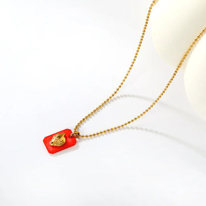 18K Gold Plated Strawberry/Pineapple/Grape/Watermelon/Palm Acrylic Pendant Necklace | Wholesale Bulk Order | MOQ 12 | 40+5cm Adjustable Jewelry