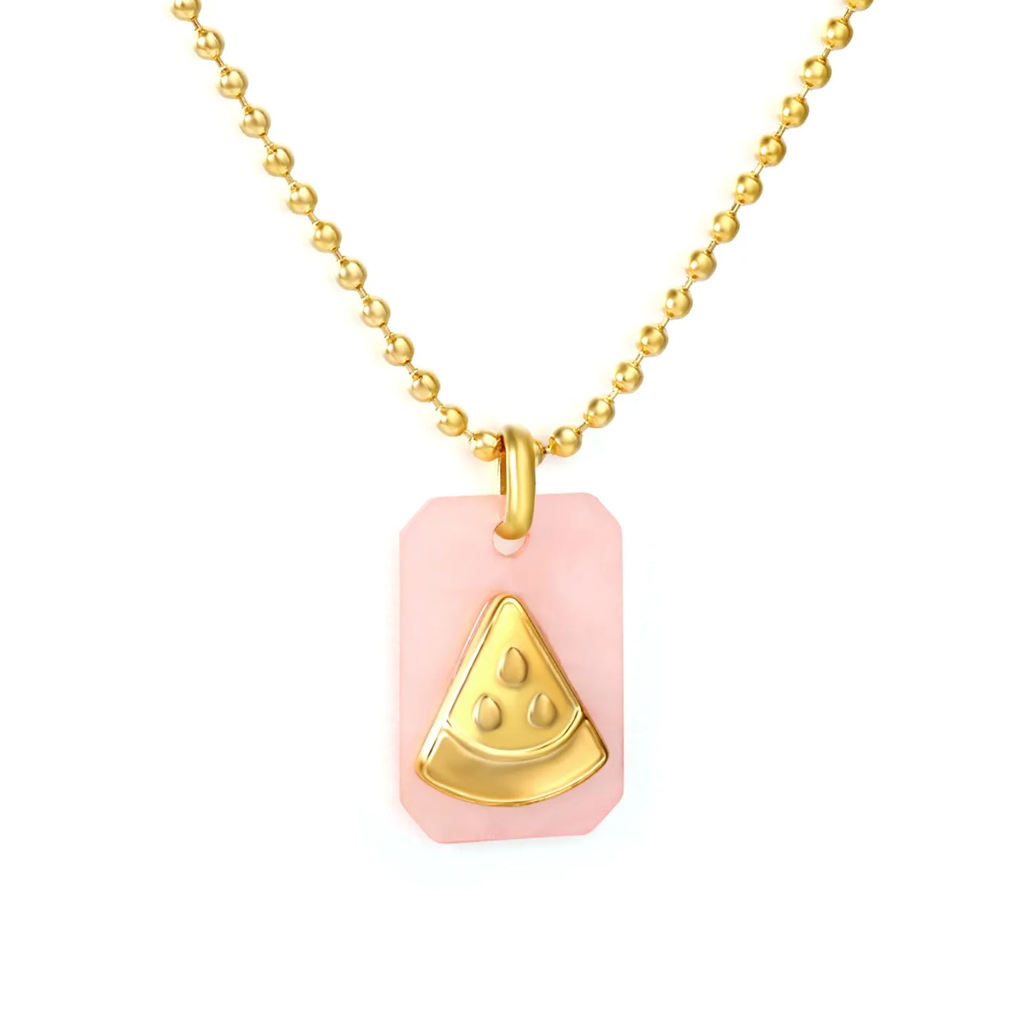 18K Gold Plated Strawberry/Pineapple/Grape/Watermelon/Palm Acrylic Pendant Necklace | Wholesale Bulk Order | MOQ 12 | 40+5cm Adjustable Jewelry