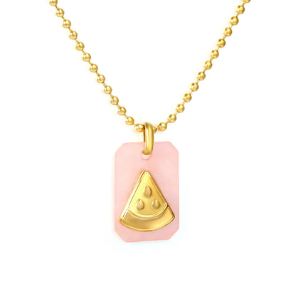 18K Gold Plated Strawberry/Pineapple/Grape/Watermelon/Palm Acrylic Pendant Necklace | Wholesale Bulk Order | MOQ 12 | 40+5cm Adjustable Jewelry