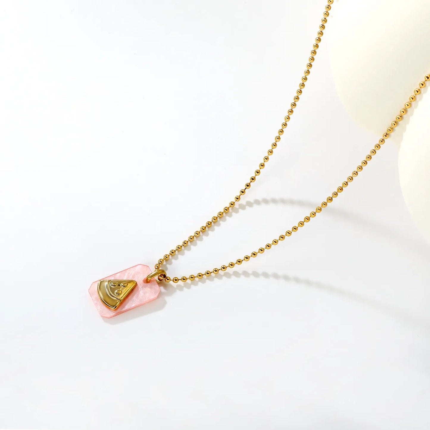 18K Gold Plated Strawberry/Pineapple/Grape/Watermelon/Palm Acrylic Pendant Necklace | Wholesale Bulk Order | MOQ 12 | 40+5cm Adjustable Jewelry