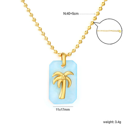 18K Gold Plated Strawberry/Pineapple/Grape/Watermelon/Palm Acrylic Pendant Necklace | Wholesale Bulk Order | MOQ 12 | 40+5cm Adjustable Jewelry