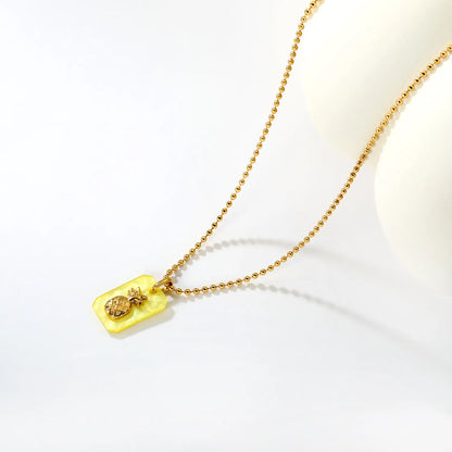 18K Gold Plated Strawberry/Pineapple/Grape/Watermelon/Palm Acrylic Pendant Necklace | Wholesale Bulk Order | MOQ 12 | 40+5cm Adjustable Jewelry