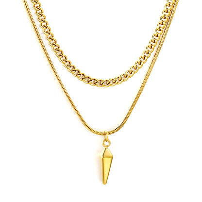 3-Layer Spike Pendant Necklace | Wholesale Bulk Order | MOQ 12 | N:40cm+50+5cm Adjustable Jewelry