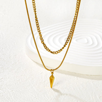 3-Layer Spike Pendant Necklace | Wholesale Bulk Order | MOQ 12 | N:40cm+50+5cm Adjustable Jewelry