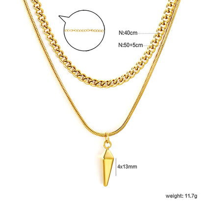 3-Layer Spike Pendant Necklace | Wholesale Bulk Order | MOQ 12 | N:40cm+50+5cm Adjustable Jewelry