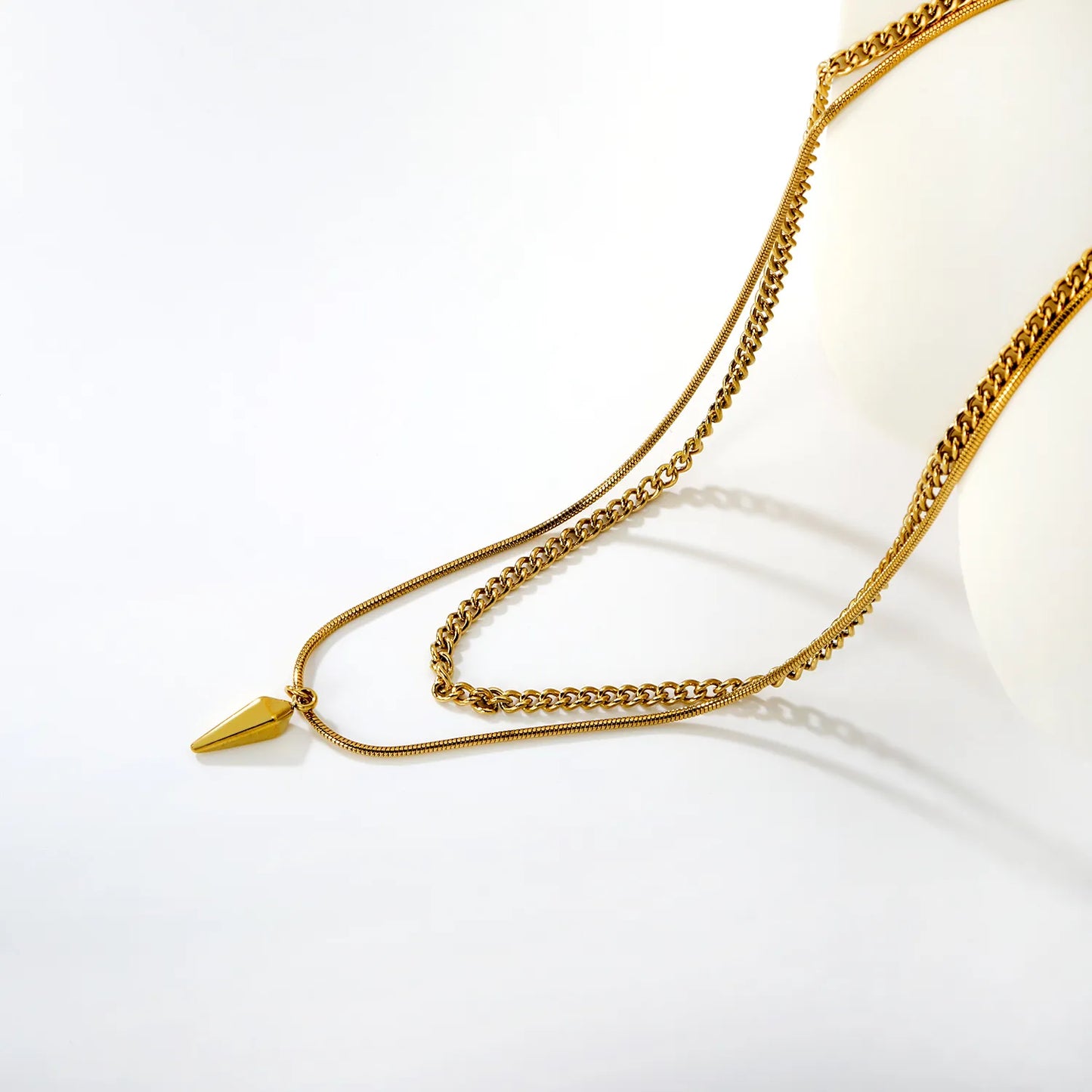 3-Layer Spike Pendant Necklace | Wholesale Bulk Order | MOQ 12 | N:40cm+50+5cm Adjustable Jewelry