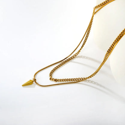 3-Layer Spike Pendant Necklace | Wholesale Bulk Order | MOQ 12 | N:40cm+50+5cm Adjustable Jewelry
