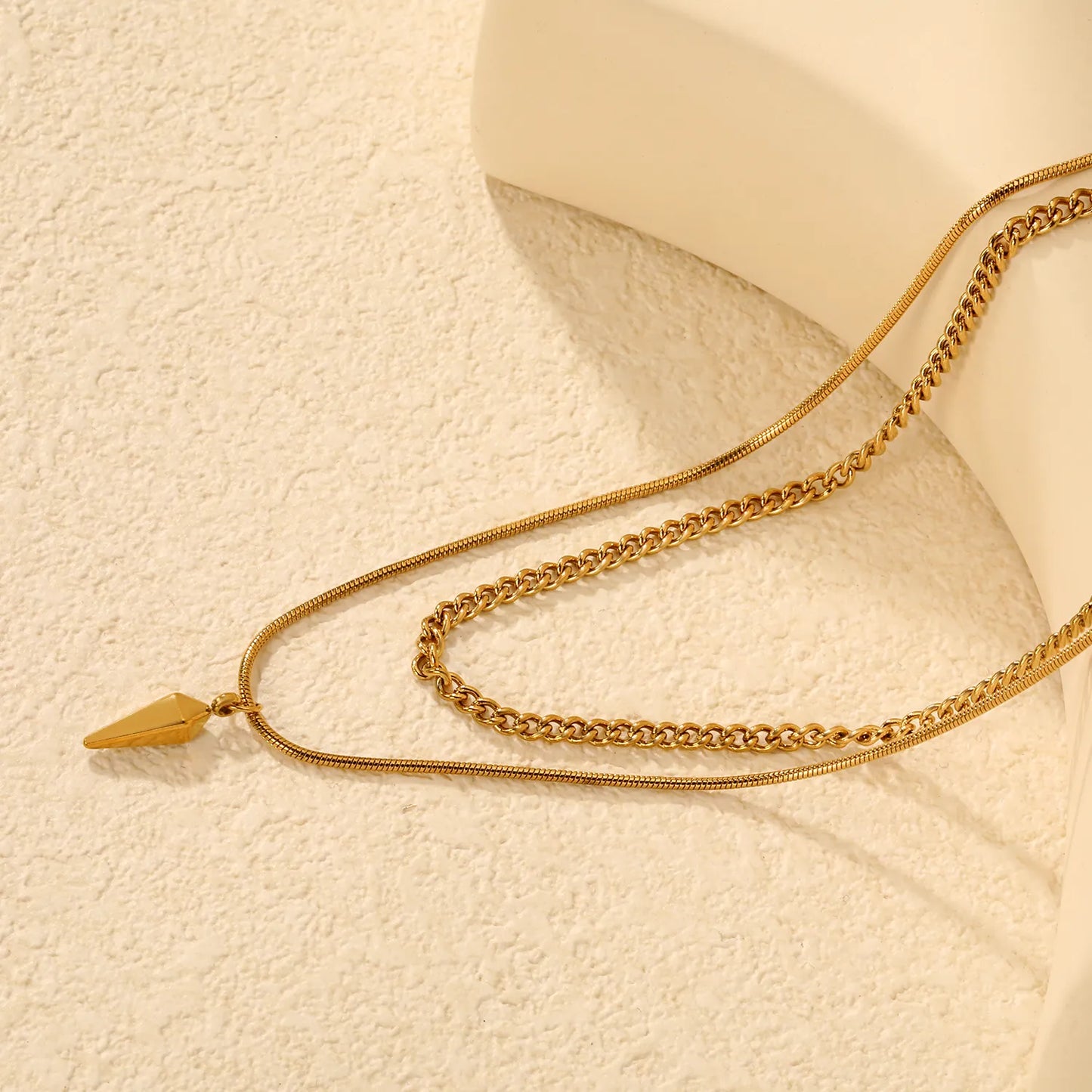 3-Layer Spike Pendant Necklace | Wholesale Bulk Order | MOQ 12 | N:40cm+50+5cm Adjustable Jewelry