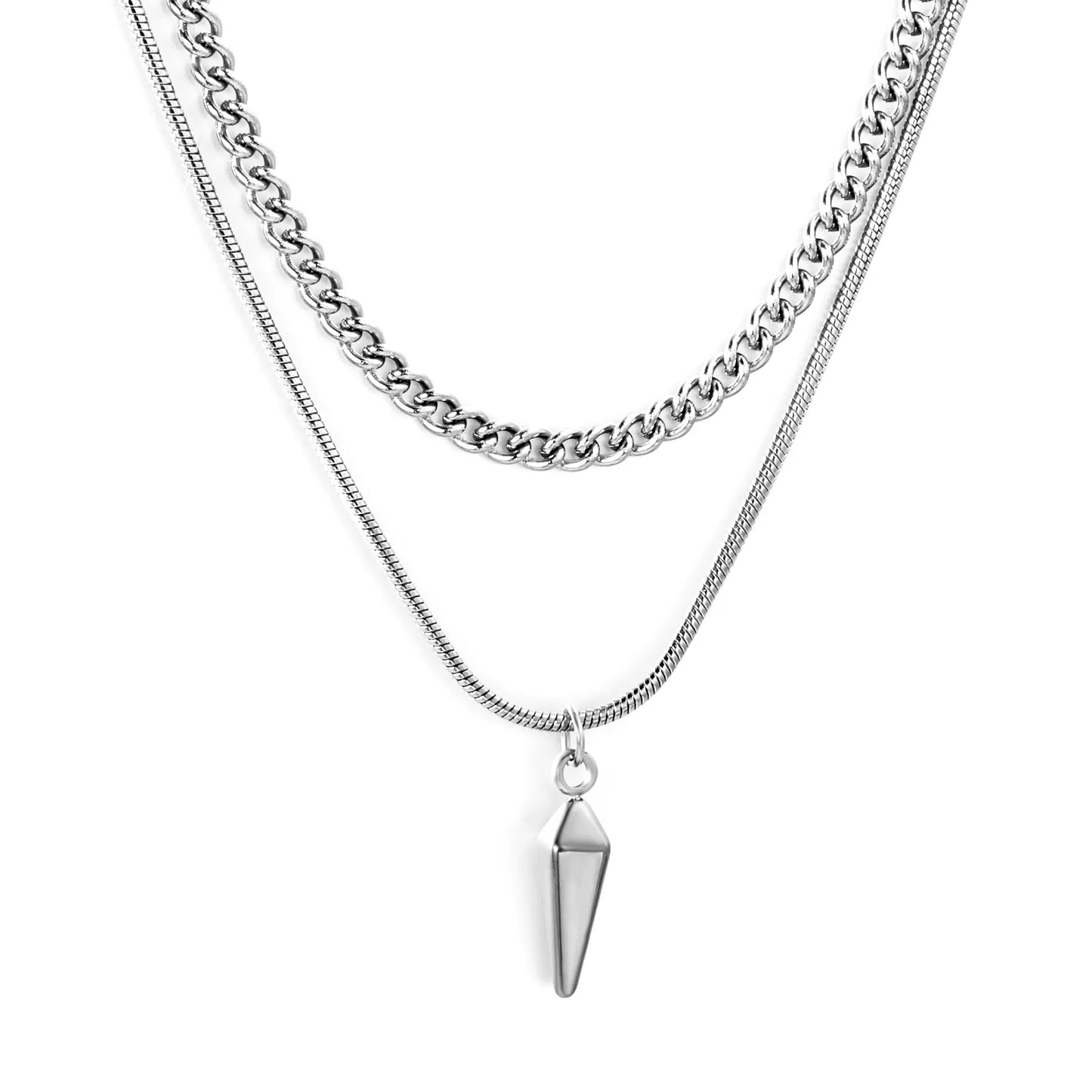 3-Layer Spike Pendant Necklace | Wholesale Bulk Order | MOQ 12 | N:40cm+50+5cm Adjustable Jewelry