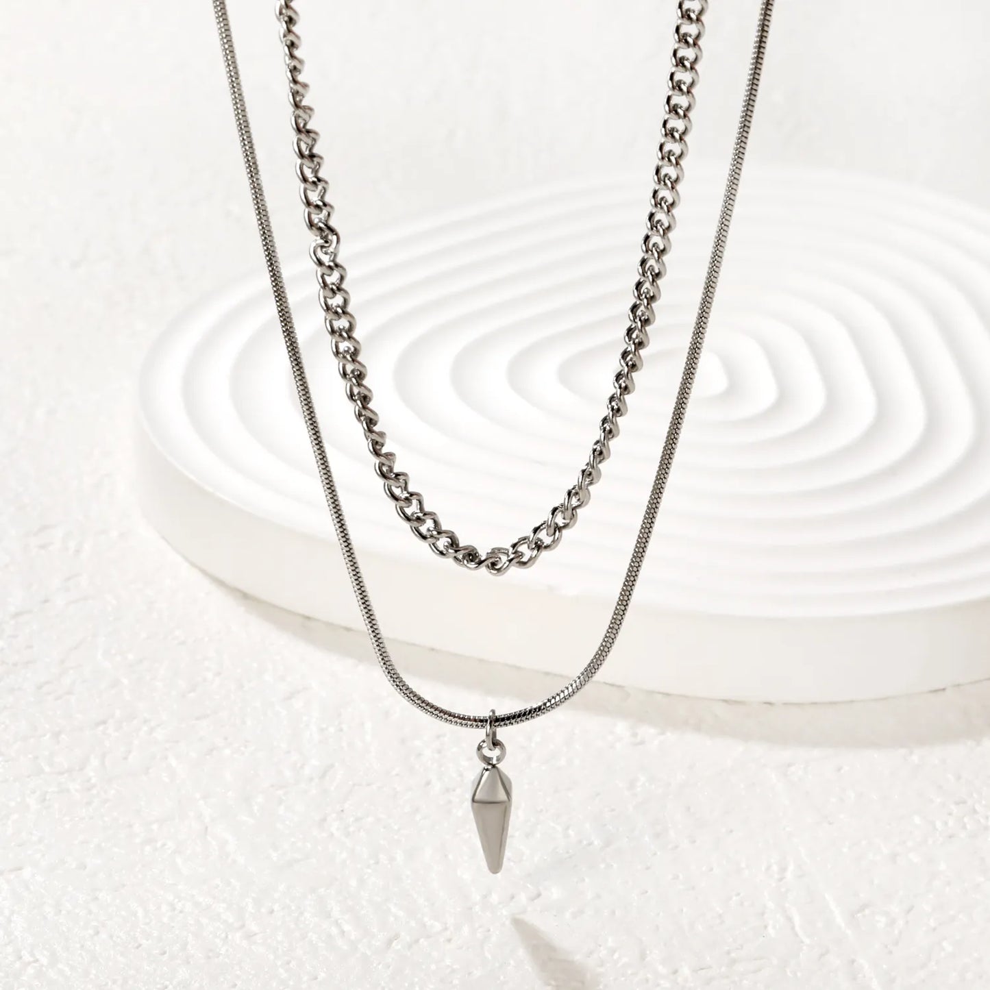 3-Layer Spike Pendant Necklace | Wholesale Bulk Order | MOQ 12 | N:40cm+50+5cm Adjustable Jewelry