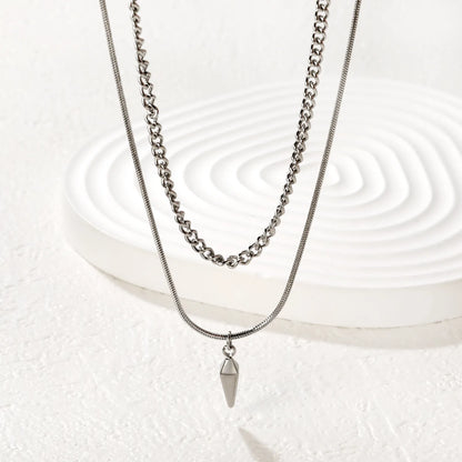 3-Layer Spike Pendant Necklace | Wholesale Bulk Order | MOQ 12 | N:40cm+50+5cm Adjustable Jewelry
