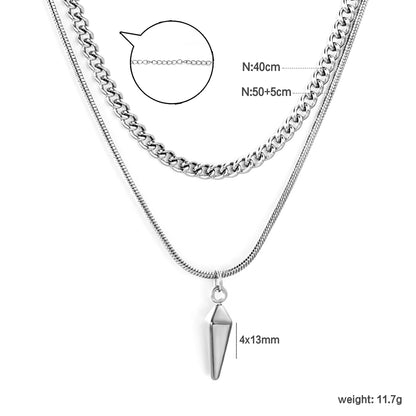 3-Layer Spike Pendant Necklace | Wholesale Bulk Order | MOQ 12 | N:40cm+50+5cm Adjustable Jewelry