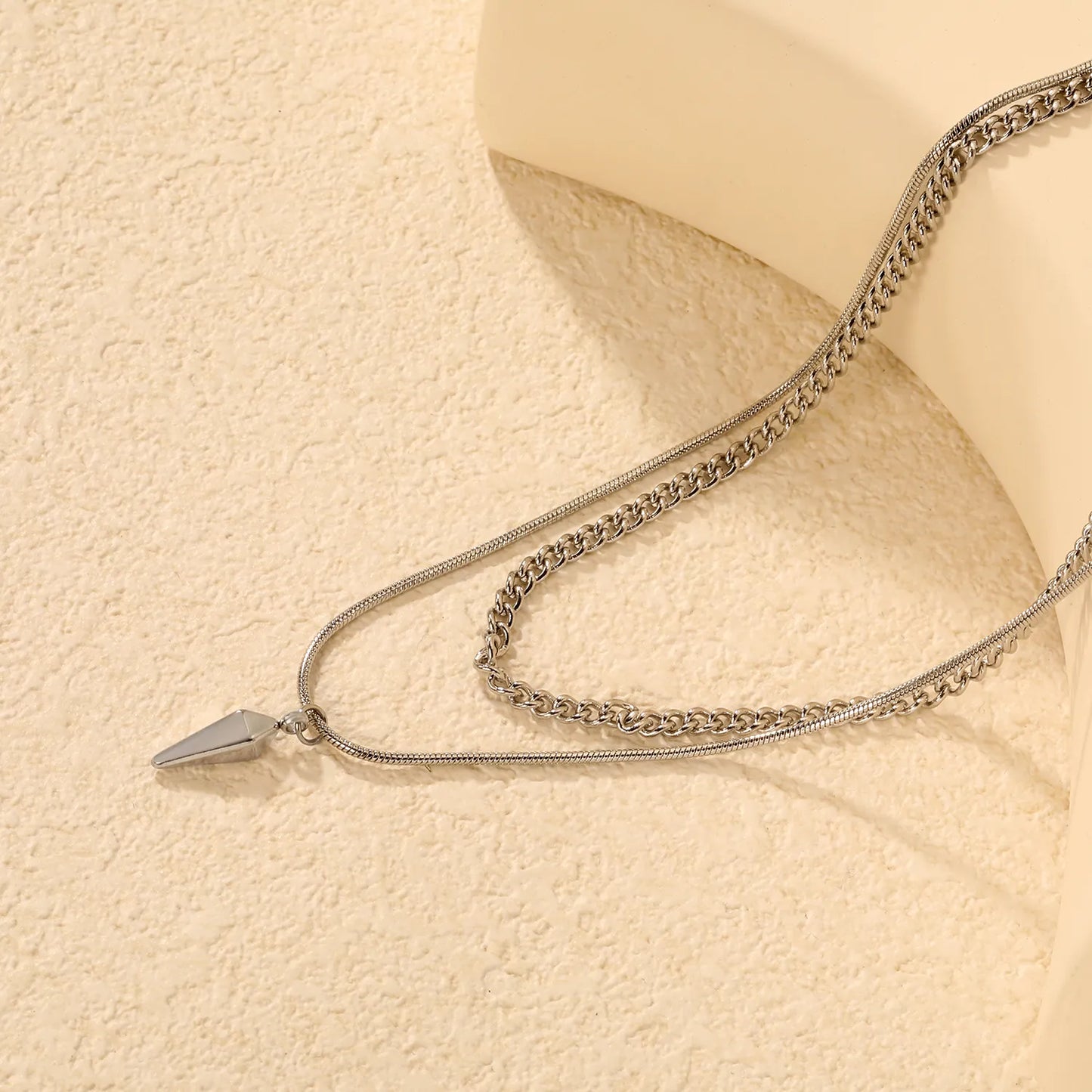 3-Layer Spike Pendant Necklace | Wholesale Bulk Order | MOQ 12 | N:40cm+50+5cm Adjustable Jewelry
