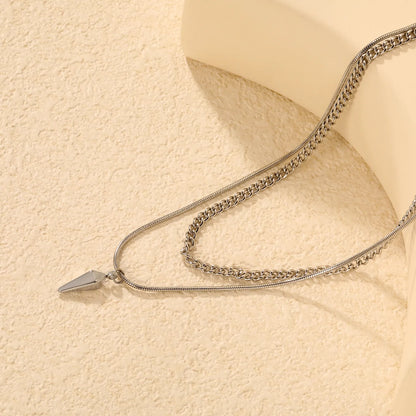3-Layer Spike Pendant Necklace | Wholesale Bulk Order | MOQ 12 | N:40cm+50+5cm Adjustable Jewelry