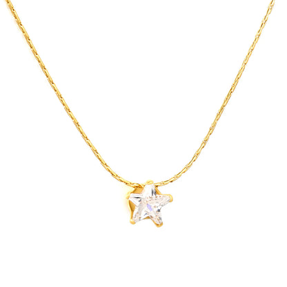 Wholesale  6mm Crystal Star Pendant 40+5cm Necklace | MOQ 12 | 18K Gold Plated| Adjustable Jewelry for Bulk Order