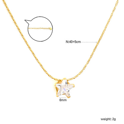Wholesale  6mm Crystal Star Pendant 40+5cm Necklace | MOQ 12 | 18K Gold Plated| Adjustable Jewelry for Bulk Order
