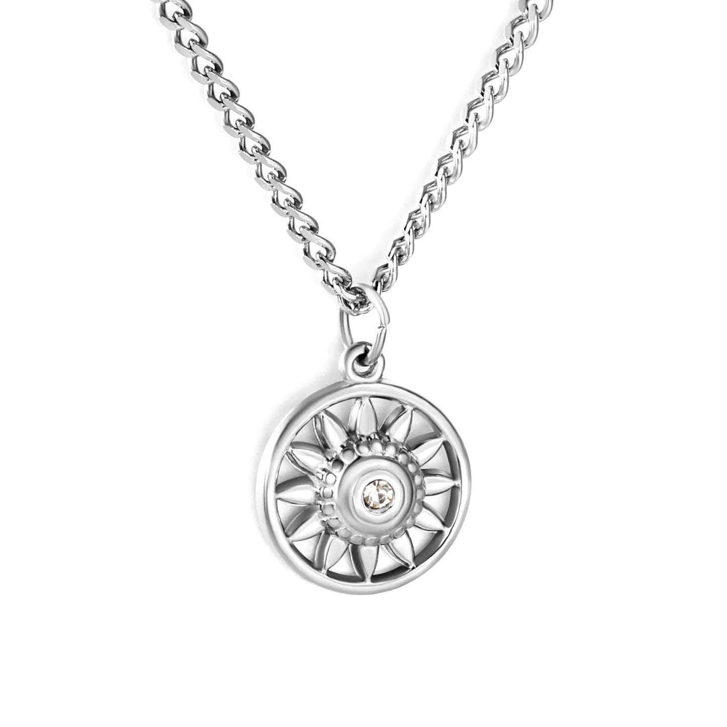 18K Gold/Silver Plated Sunburst Crystal Pendant Necklace | Wholesale Bulk Order | MOQ 12 | 40+5cm