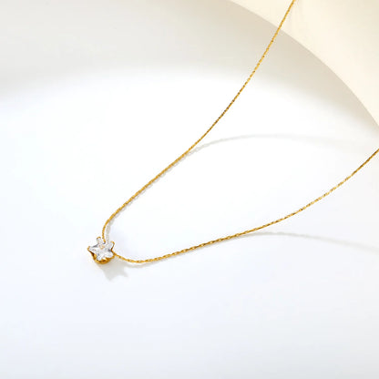 Wholesale  6mm Crystal Star Pendant 40+5cm Necklace | MOQ 12 | 18K Gold Plated| Adjustable Jewelry for Bulk Order