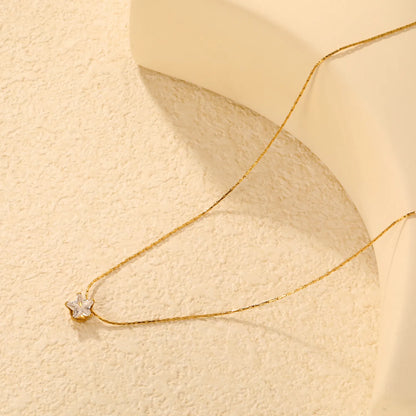 Wholesale  6mm Crystal Star Pendant 40+5cm Necklace | MOQ 12 | 18K Gold Plated| Adjustable Jewelry for Bulk Order