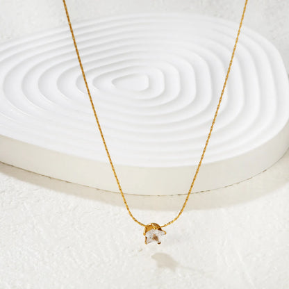 Wholesale  6mm Crystal Star Pendant 40+5cm Necklace | MOQ 12 | 18K Gold Plated| Adjustable Jewelry for Bulk Order