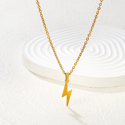 18K Gold Plated Lightning Bolt Pendant Necklace | Wholesale Bulk Order | Gold & Silver | MOQ 12 | N:50+5cm Adjustable Jewelry