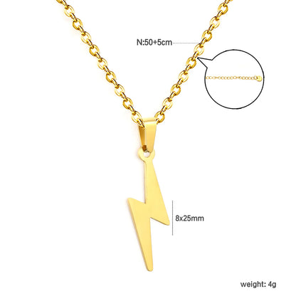 18K Gold Plated Lightning Bolt Pendant Necklace | Wholesale Bulk Order | Gold & Silver | MOQ 12 | N:50+5cm Adjustable Jewelry