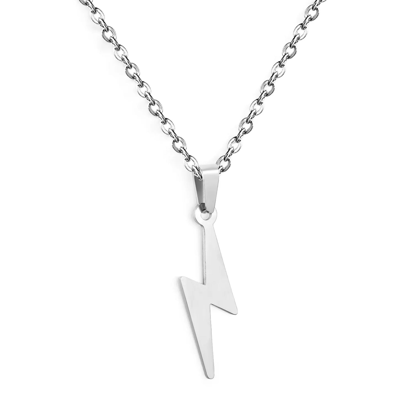 18K Gold Plated Lightning Bolt Pendant Necklace | Wholesale Bulk Order | Gold & Silver | MOQ 12 | N:50+5cm Adjustable Jewelry