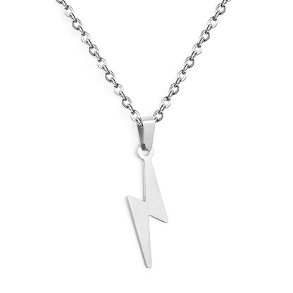 18K Gold Plated Lightning Bolt Pendant Necklace | Wholesale Bulk Order | Gold & Silver | MOQ 12 | N:50+5cm Adjustable Jewelry