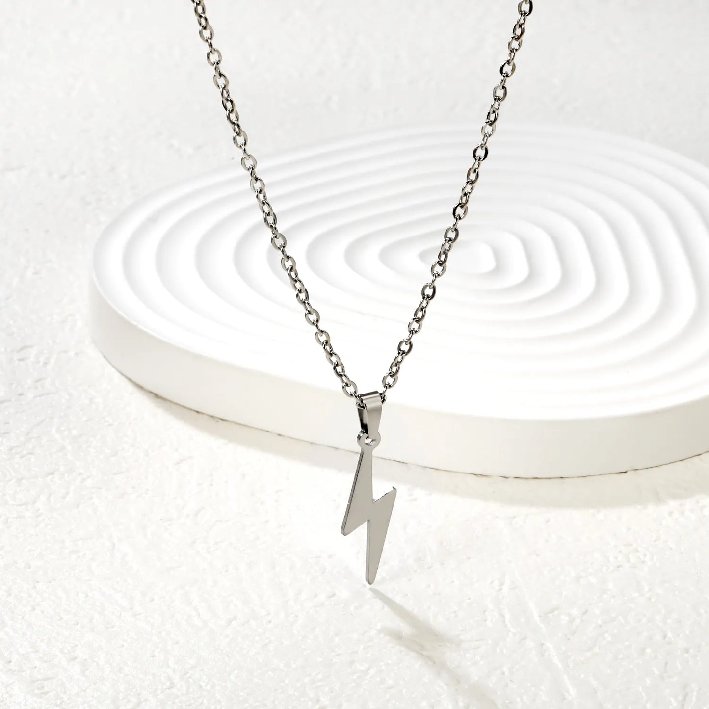 18K Gold Plated Lightning Bolt Pendant Necklace | Wholesale Bulk Order | Gold & Silver | MOQ 12 | N:50+5cm Adjustable Jewelry