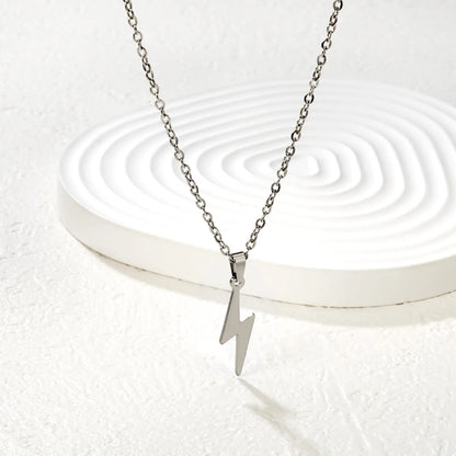 18K Gold Plated Lightning Bolt Pendant Necklace | Wholesale Bulk Order | Gold & Silver | MOQ 12 | N:50+5cm Adjustable Jewelry