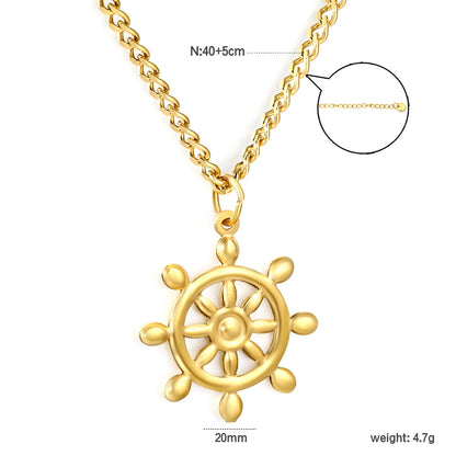 40+5cm Adjustable Ship Wheel Necklace | 18K Gold Plated | MOQ 12 | Wholesale Bulk Order