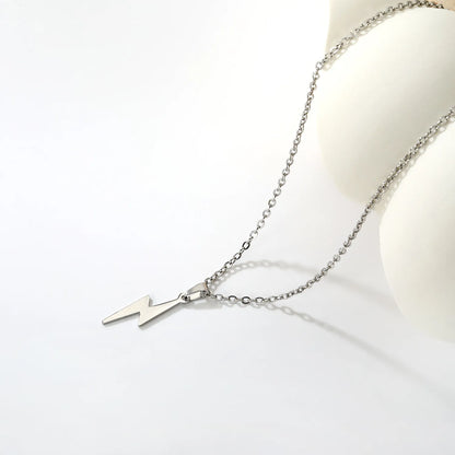 18K Gold Plated Lightning Bolt Pendant Necklace | Wholesale Bulk Order | Gold & Silver | MOQ 12 | N:50+5cm Adjustable Jewelry