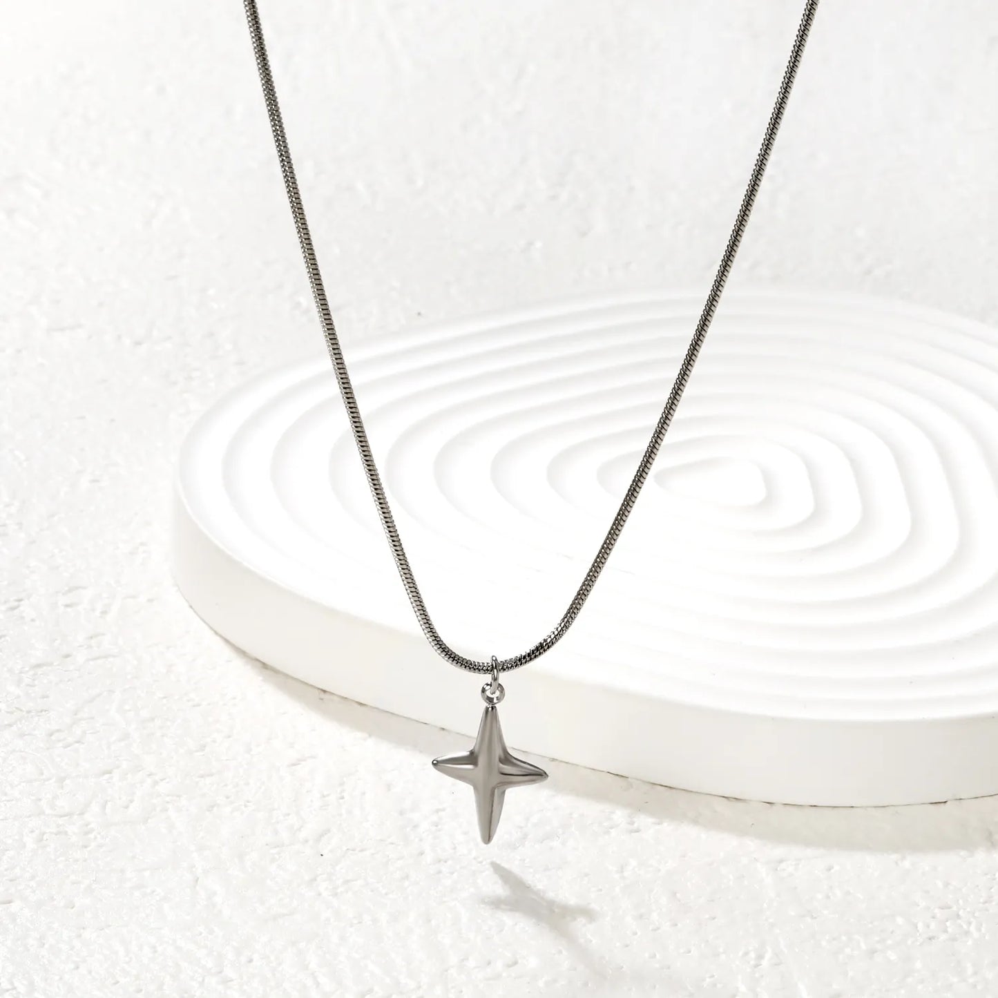 Stainless Steel Star Pendant Snake Chain Necklace | MOQ 12 | Wholesale Bulk Order | N:45+5cm Adjustable Jewelry