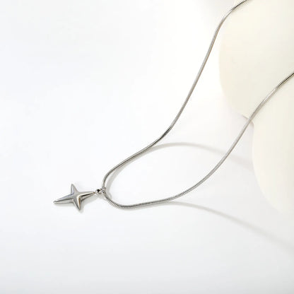 Stainless Steel Star Pendant Snake Chain Necklace | MOQ 12 | Wholesale Bulk Order | N:45+5cm Adjustable Jewelry