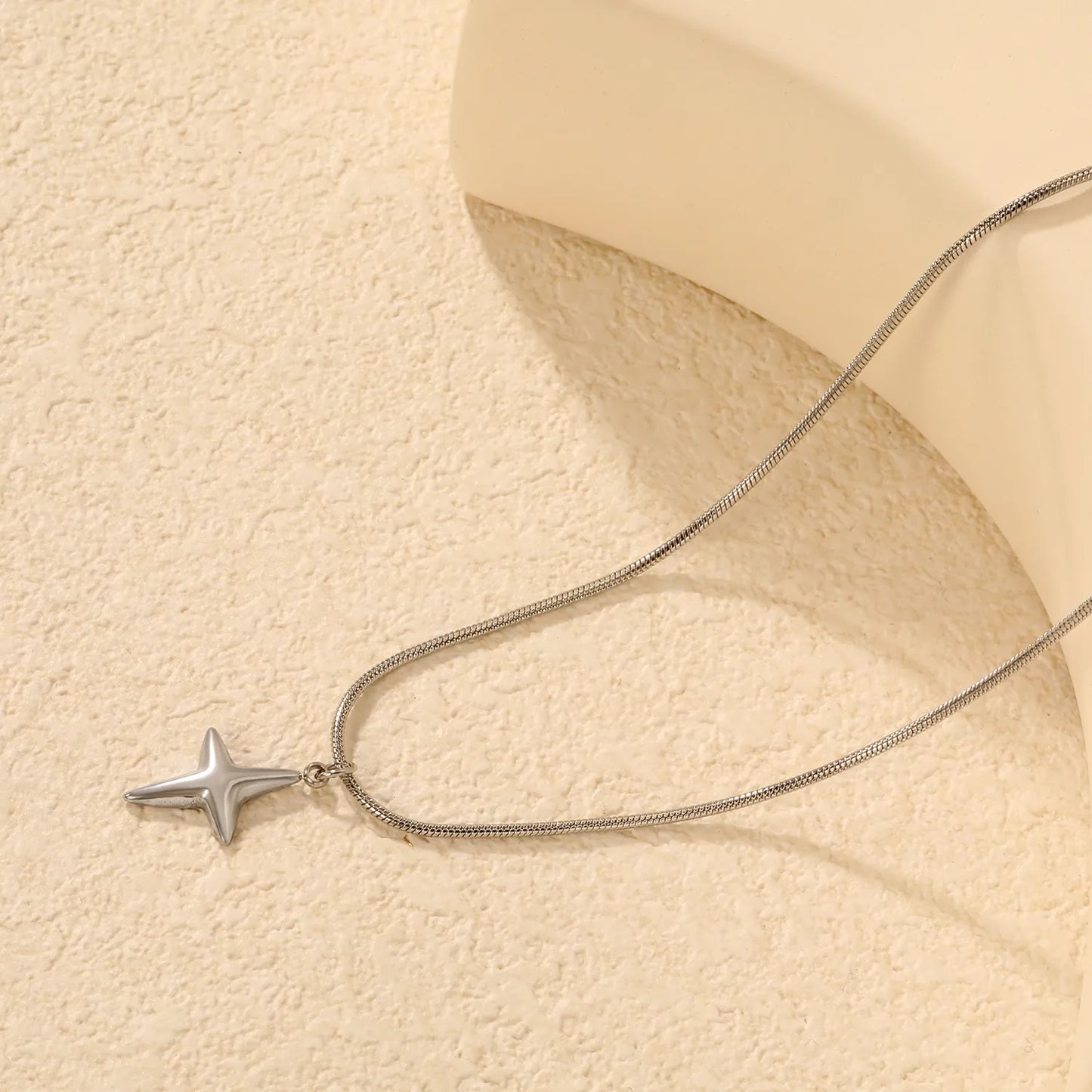 Stainless Steel Star Pendant Snake Chain Necklace | MOQ 12 | Wholesale Bulk Order | N:45+5cm Adjustable Jewelry