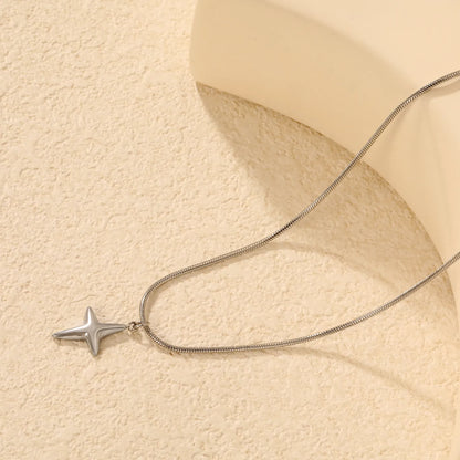 Stainless Steel Star Pendant Snake Chain Necklace | MOQ 12 | Wholesale Bulk Order | N:45+5cm Adjustable Jewelry