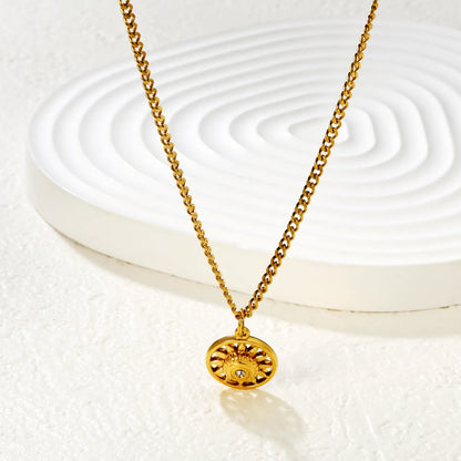 18K Gold/Silver Plated Sunburst Crystal Pendant Necklace | Wholesale Bulk Order | MOQ 12 | 40+5cm