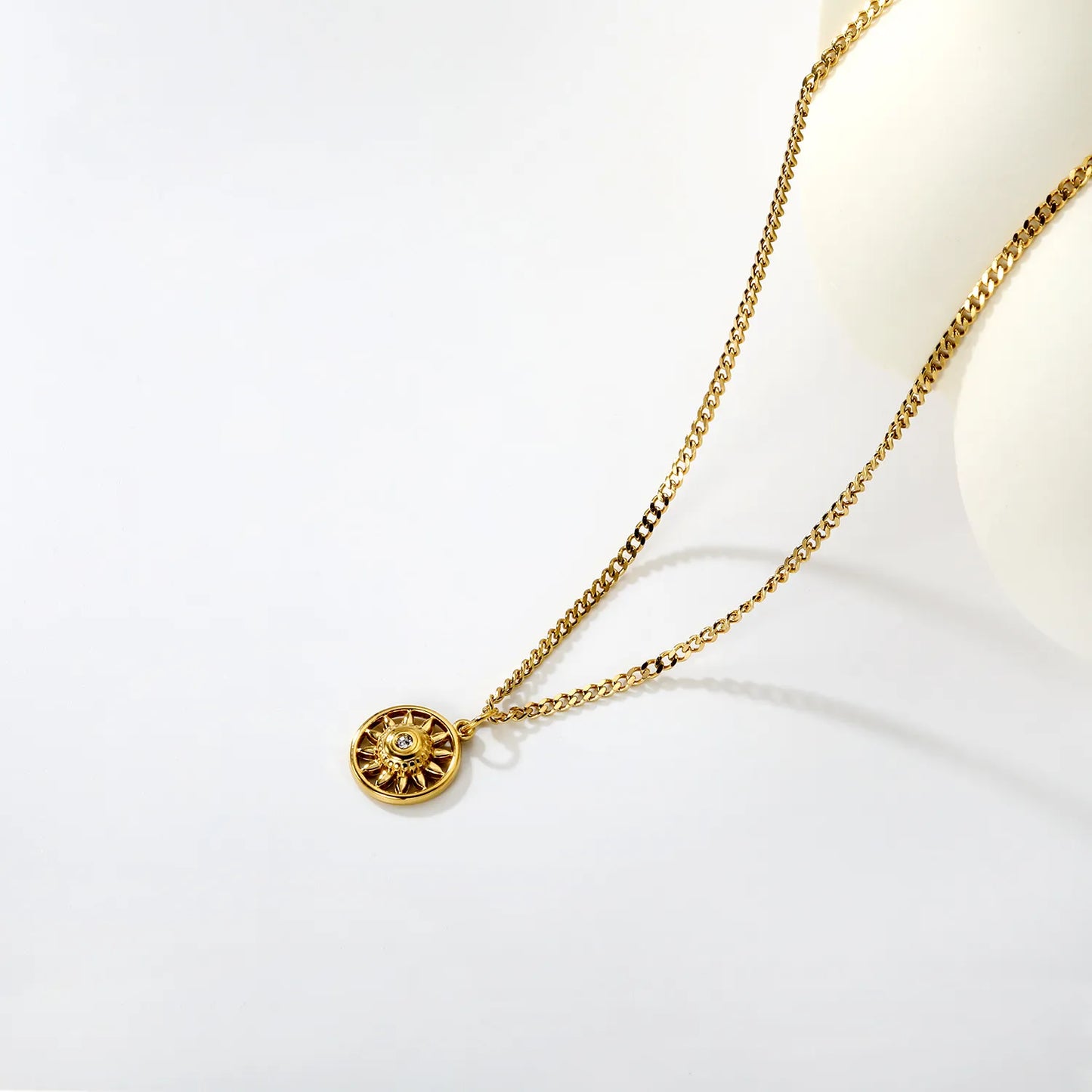 18K Gold/Silver Plated Sunburst Crystal Pendant Necklace | Wholesale Bulk Order | MOQ 12 | 40+5cm